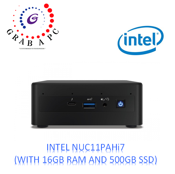 INTEL NUC 11 PERFORMANCE KIT NUC11PAHi7 BUNDLE WITH 16GB RAM AND 500GB SSD (NUC 11 RNUC11PAHi70Z00)(WITH 3 PIN POWER CORD)(WITHOUT INBUILT MIC)