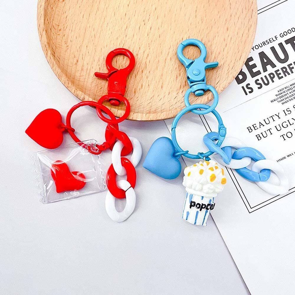 FRAN Creative Cute Plastic Backpack Decoration Couple Gifts Phone ornaments For Women Car Keychain Link Chain Keyring Heart Pendant KeyChains Bag Pendent