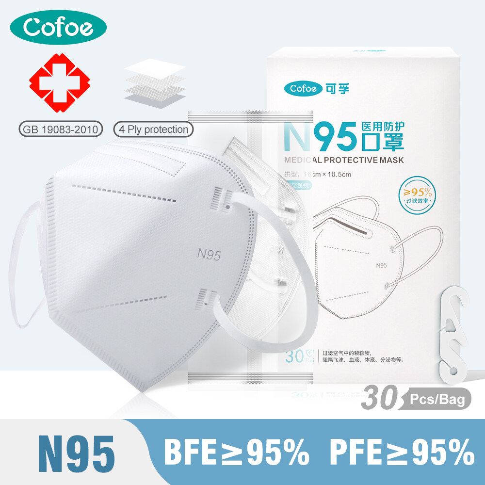 Cofoe N95 Medical Protective Duckbill Face Mask 4Ply STERILIZATION Grade 3D Anti-virus Anti Particle Respirator Facemask Use in High Exposure Risk Environments Original Masker Face Shields Mouth Cover
