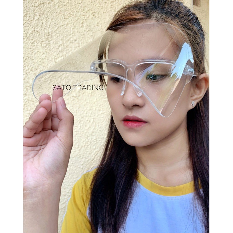 Colnes[In stock] Oversized Full Face Shield Thicken Eye Protection blocc LIFT SHIELD Movable Hard Lift Flip Face Shield Blowout prevention HD Anti fog Mask