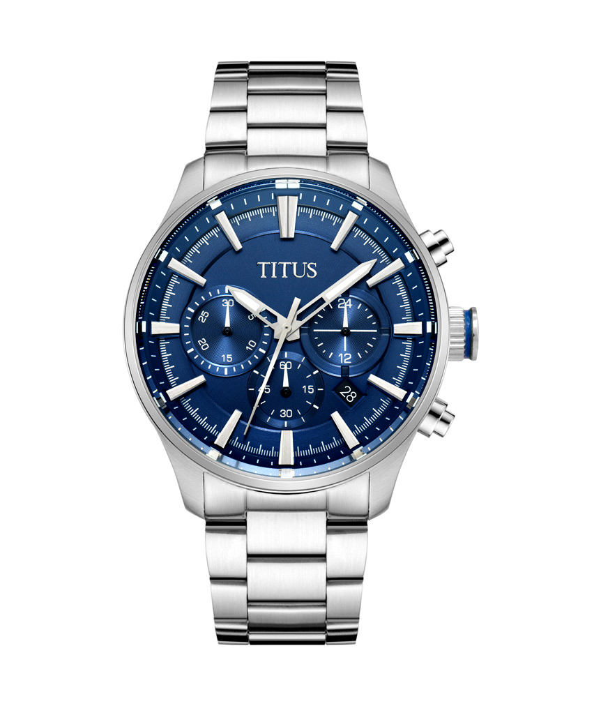 Solvil et Titus Saber Men Chronograph Quartz in Lighter Blue Dial and Stainless Steel Bracelet W06-03082-021