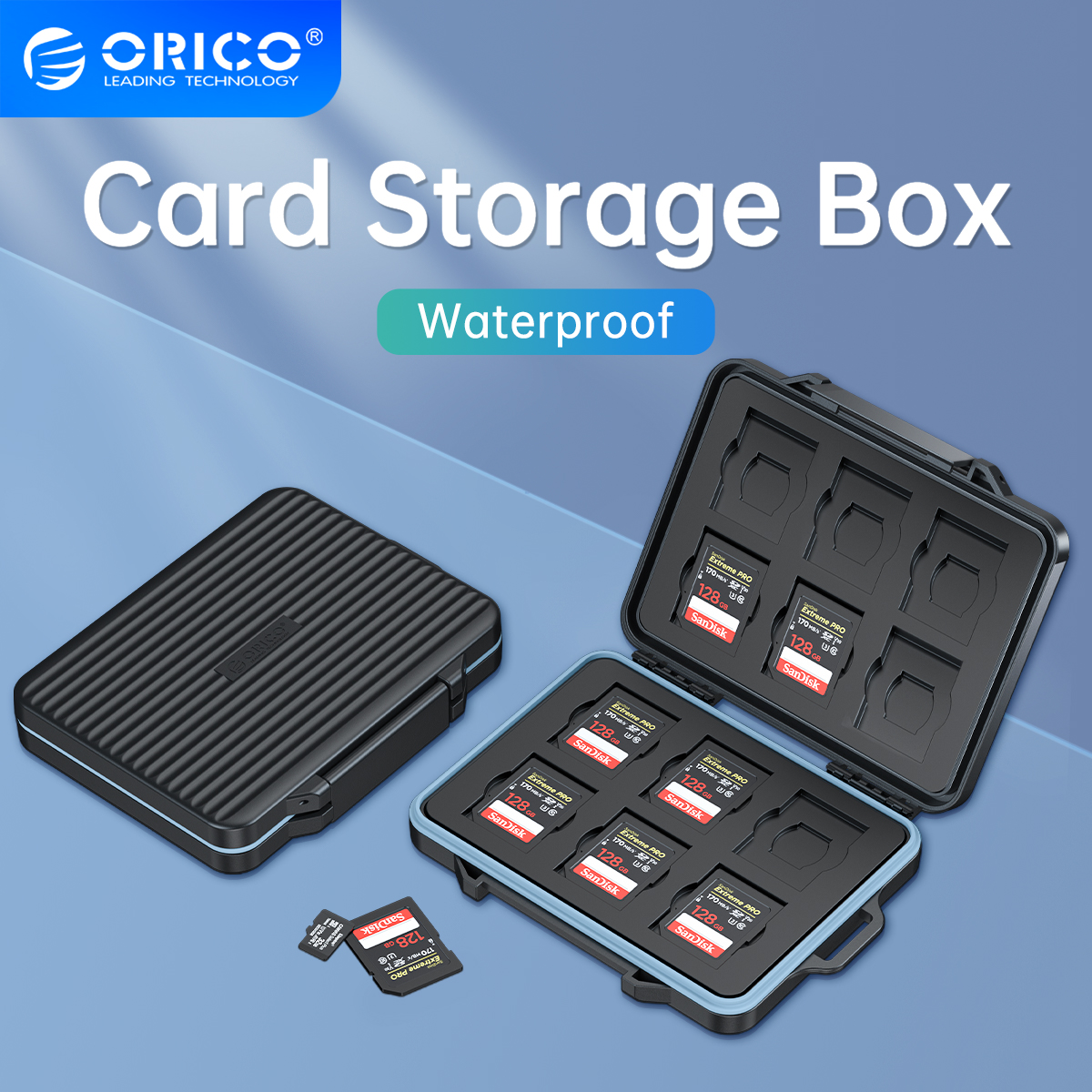 ORICO 24 Slots SD Card Case Holder for 12 SD TF Card Waterproof Shock Resistant Memory SD Card Carrying Storage Organizer Box with Labels