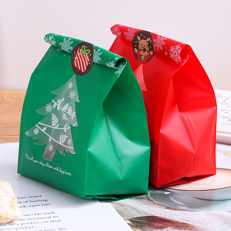 50pcs Snowflake Christmas Tree Gift Bags Merry Christmas Baking Packaging Bag Candy Boxes Xmas Decorations for Home 2022