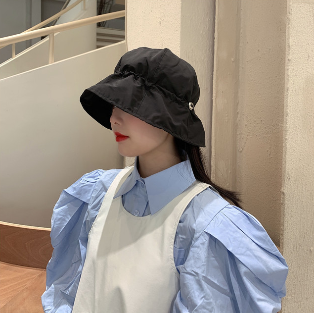 [SG?Sun protection] Japan Style Foldable Bucket Hats for Women Summer Casual Water Repellency Brim Cotton Bucket Hat Daily Wear Accessories