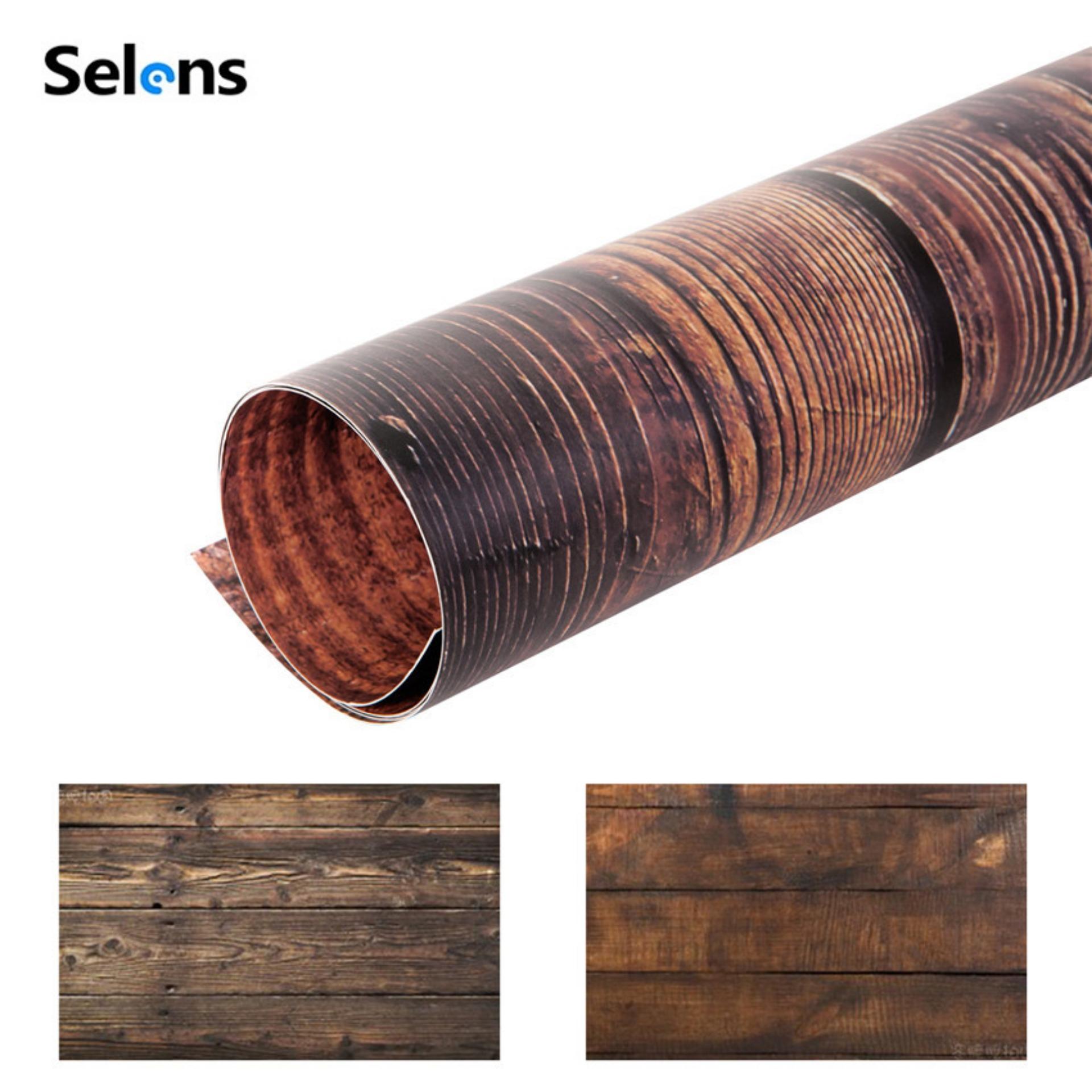 Selens 54x85cm Lifelike Double Sides Wood Backdrop Paper Wallpaper Food Grain Photography Photo Studio Background