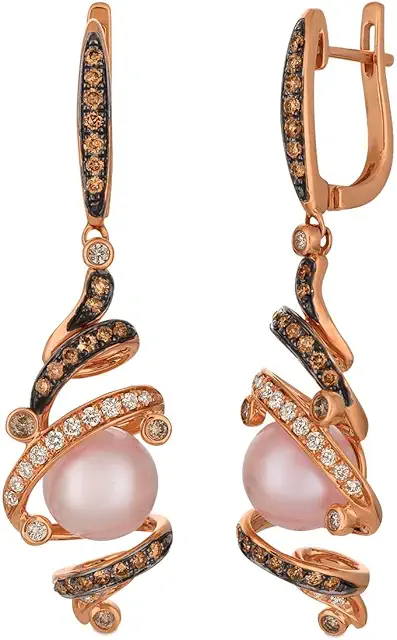 Le Vian 2/3 Carat Chocolate Diamond Pink Pearl Dangle Earrings for Women