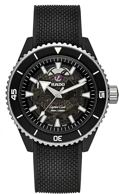 Rado Captain Cook High-Tech Ceramic Black, Rubber Bracelet R32127156