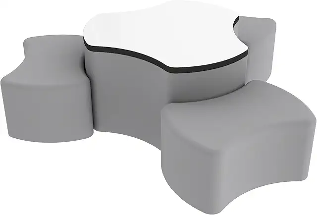FDP Pro Series Ottoman and Dry-Erase Table Top Set, 12" Height; Collaborative Commercial Furniture for Hotel Lobby